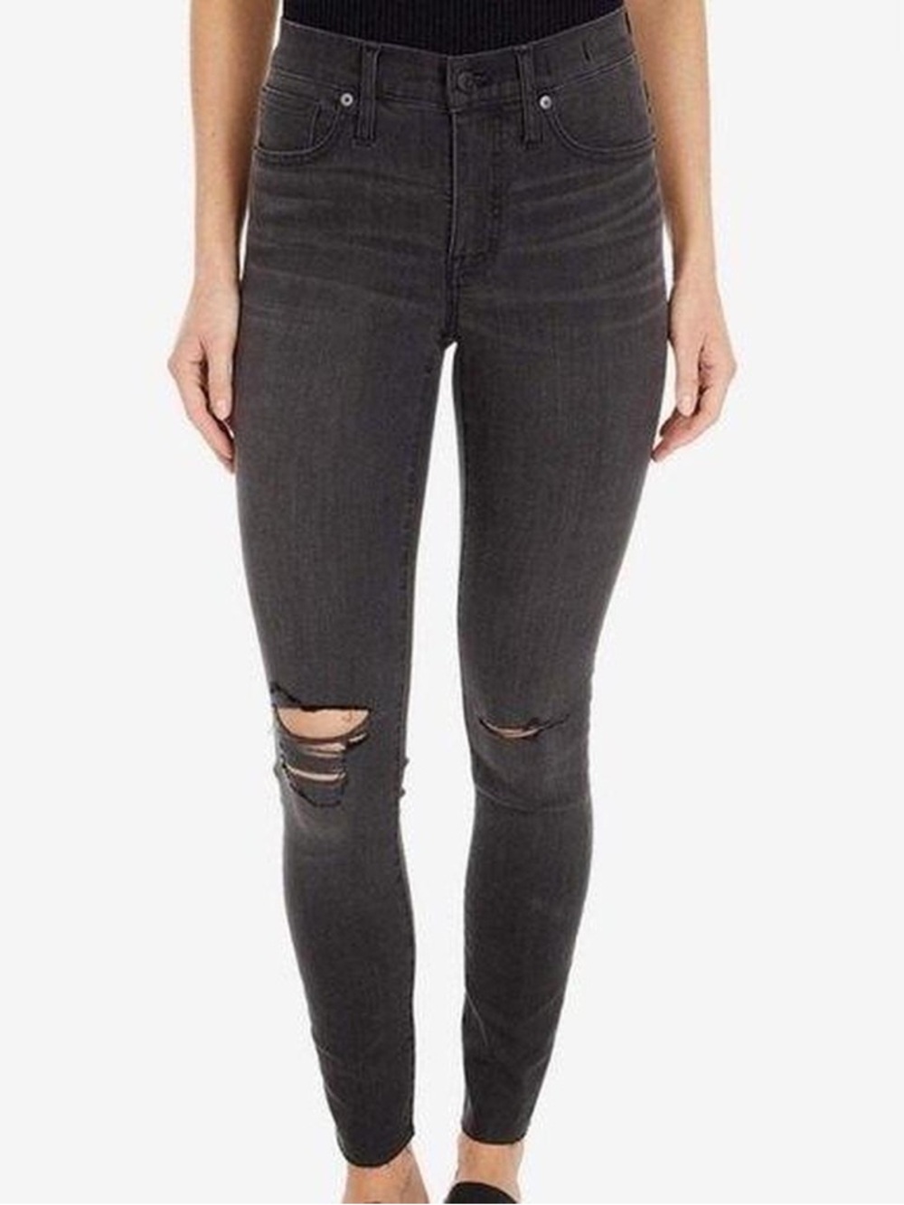 Madewell High-Rise Ripped Skinny Jeans - Charcoal Gray